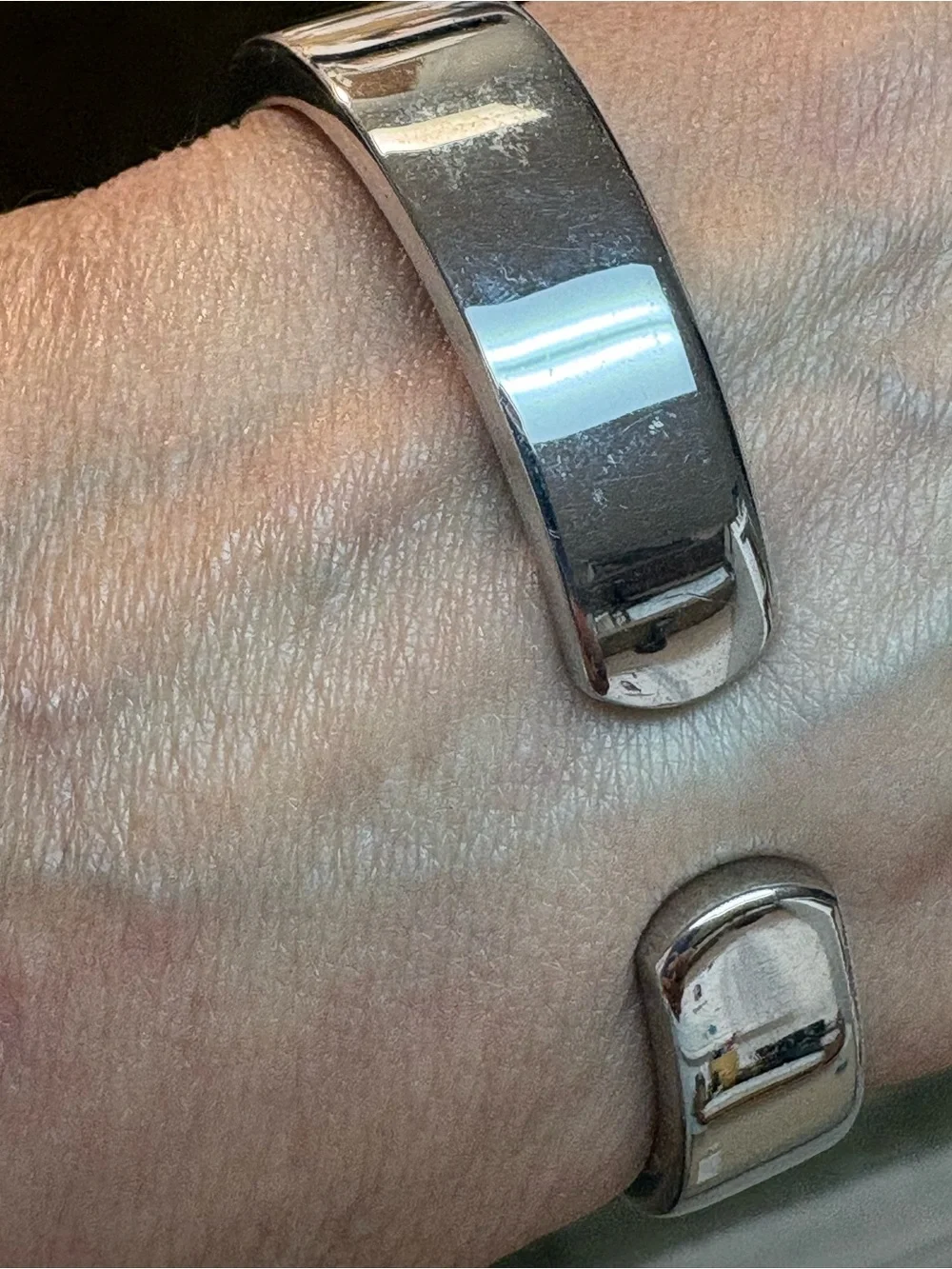 Mondaine Silver Bangle Watch with Tortoiseshell Accent